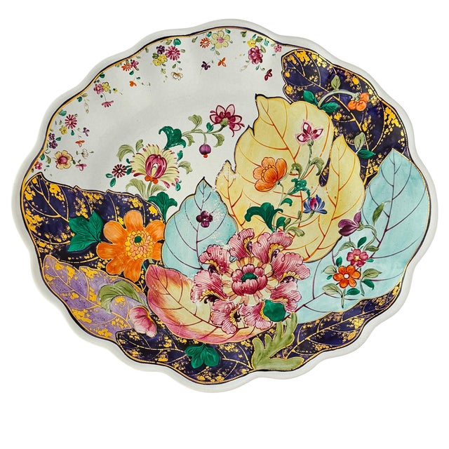 1990s Mottahedeh Tobacco Leaf Porcelain Tureen With Underplate, Hand-Painted With Gilt Details, Portugal For Sale - Image 13 of 18