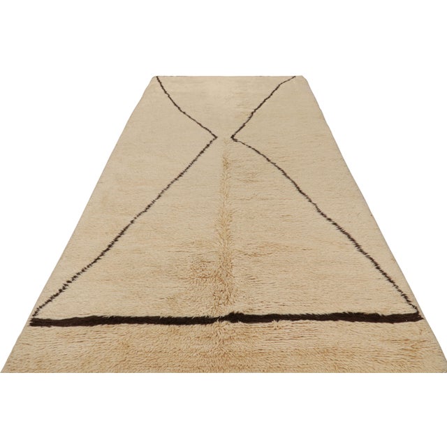 Tribal Vintage Moroccan Style Geometric Runner Rug in Beige, From Rug & Kilim For Sale - Image 3 of 6