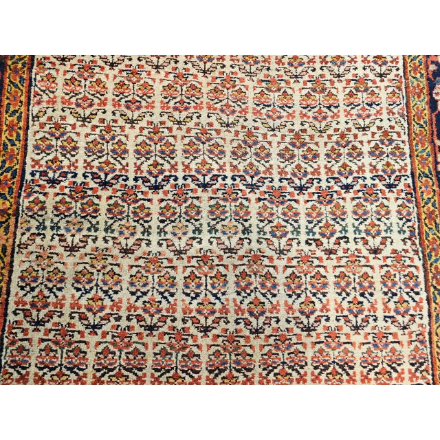 19th Century Persian Bidjar Wide Runner, Hand-Knotted Wool, Allover Paisley Pattern, Ivory & Navy, 4x14 For Sale - Image 15 of 18