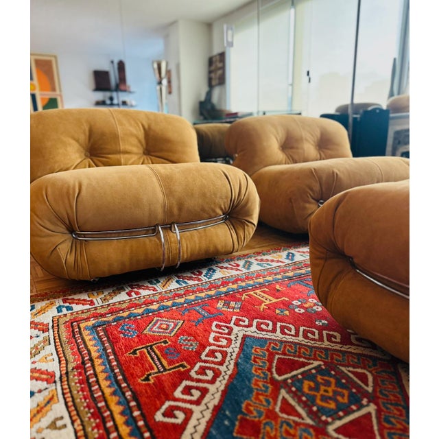 Original Soriana Lounge Chairs and Ottoman Design Tobia Scarpa for Cassina 1970s For Sale - Image 9 of 12