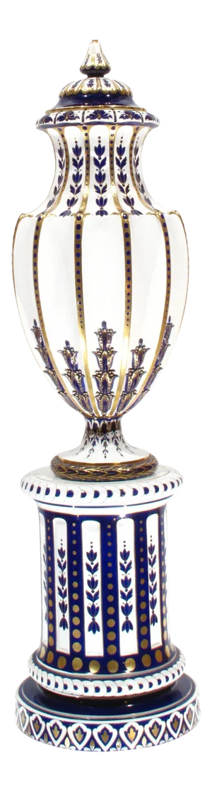 Pasargad Ny Antique Sarreguemines Majolica Floor Vase & Pedestal