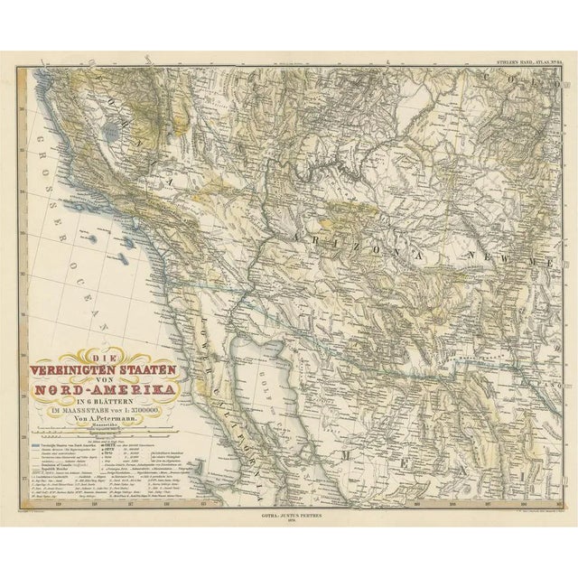 Antique Map of Part of the United States Including Lower California & Arizona For Sale