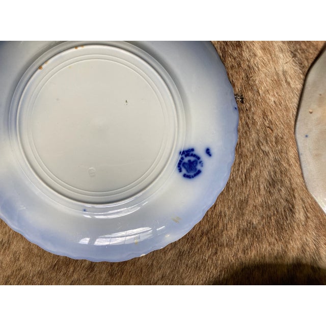 Antique Flow Blue Dinner Plates- Set of 3 For Sale In Philadelphia - Image 6 of 7