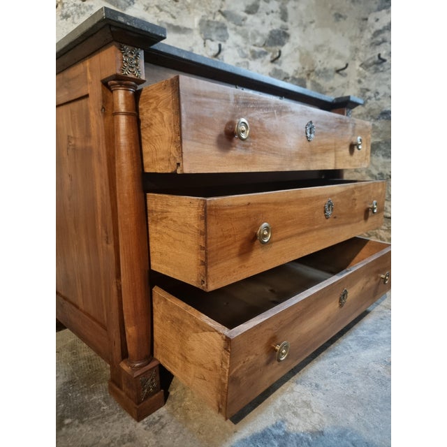 Antique Chest of Drawers in Walnut and Oak with Marble Top, France, 1820-1850 For Sale - Image 4 of 18