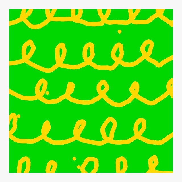 Mid-Century Modern Bumpy Train Ride Yellow on Green Fine Art Print 29" X 41" by Liz Roache For Sale - Image 3 of 6