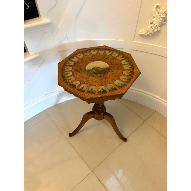Antique Swiss Black Forest Hand Painted Walnut and Beech Folk Art Occasional Lamp Side Table, 1900 For Sale - Image 15 of 15