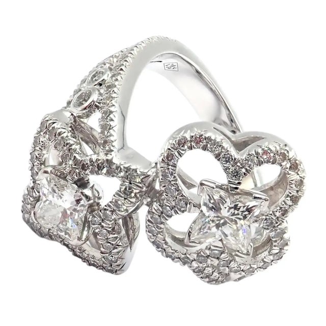 18k White Gold Diamond Monogram Fusion Ring by Louis Vuitton. *Includes Louis Vuitton Box Details: Metal: 18k White Gold...