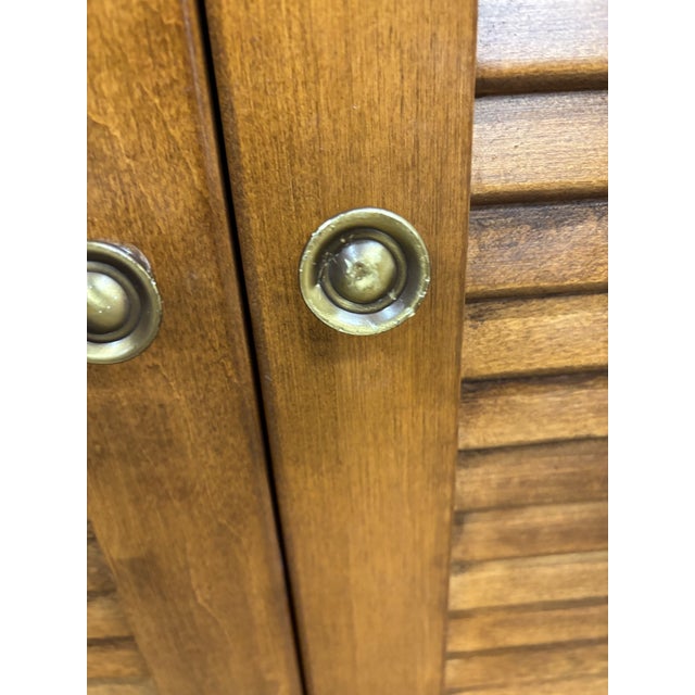 Vintage Ethan Allen Heirloom Nutmeg Maple CRP Shutter Cabinet and Hutch For Sale - Image 14 of 17