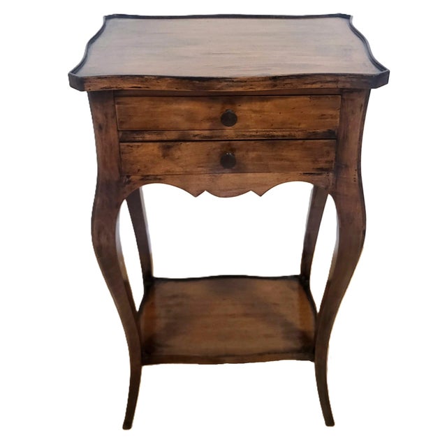 Pair Vintage Louis XV French Style Walnut Two Drawer Side Table Nightands For Sale - Image 11 of 11