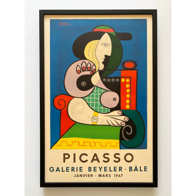 Pablo Picasso Vintage 1967 Mid Century Modern Mourlot Fine Art Lithograph Print Framed Cubist Exhibition Poster " Femme a La Montre " 1932 For Sale - Image 17 of 17