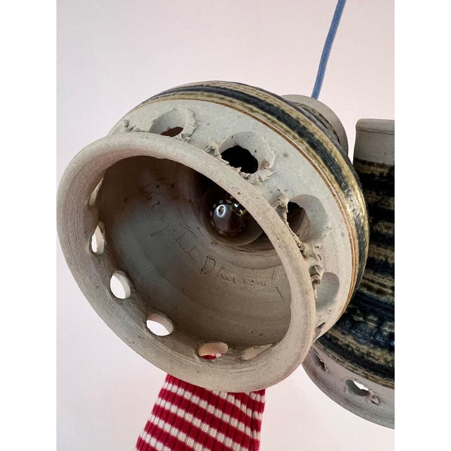 Hanging Lamp in Blue and Beige Ceramic by Per Engstrøm For Sale - Image 4 of 11