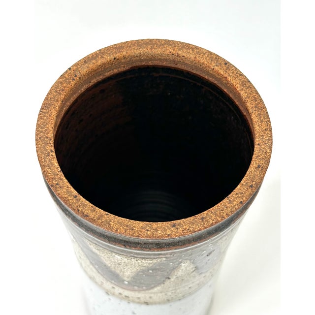 Tall Lidded Stoneware Studio Pottery Jar by Bob Hasselle for Clifton Earthworks Pottery For Sale - Image 11 of 15