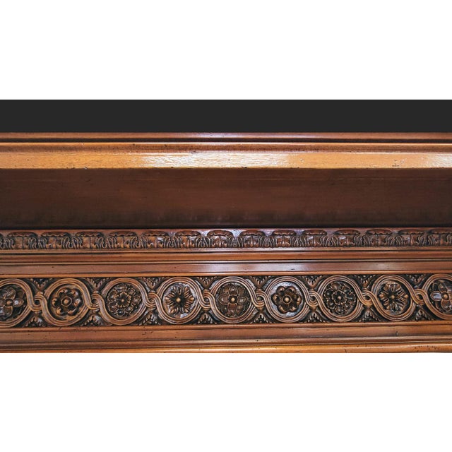 Wood English-Style Hand-Carved Limewood Fireplace Mantel, Crafted in Italy For Sale - Image 7 of 7