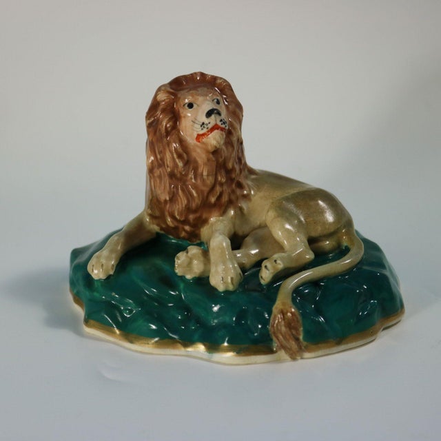 Rare Pair Staffordshire Lion and Lioness Figures For Sale - Image 11 of 15