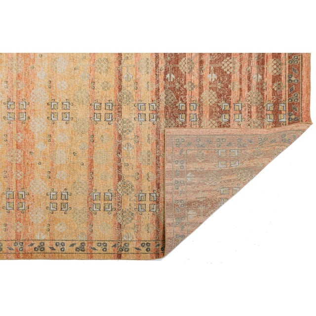 Transitional Transitional Khotan Patterned Wool Rug in Earthy Terracotta, Gold, and Sage For Sale - Image 3 of 13