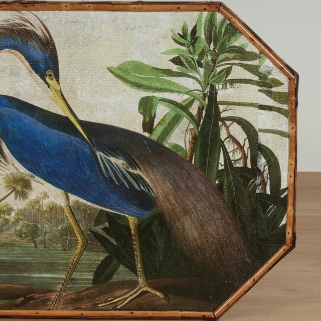 Antique English Bamboo and Grasscloth Table With a Bird Top For Sale - Image 11 of 17