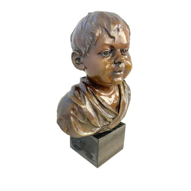 Bronze Bust of a Young Boy by O’brian, 20th Century For Sale - Image 3 of 10