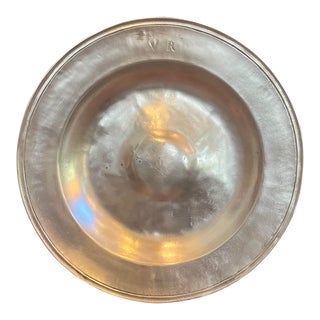 Pewter Platter Made in Italy, Initials v R Hallmarked by Artisans For Sale