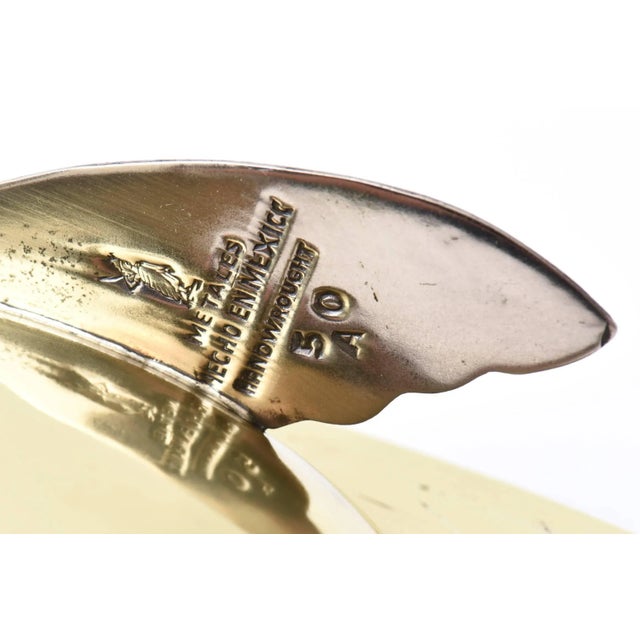 Vintage Brass, Silver Plate and Abalone Sculptural Fish Bowl MCM Restored For Sale - Image 10 of 11