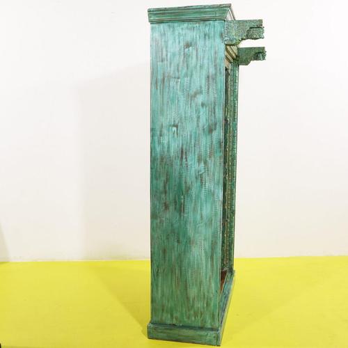 Indian Carved Wood Bookshelf with Green Patina For Sale - Image 9 of 11