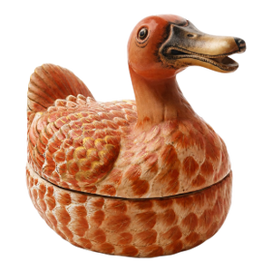 Vintage 1970's Mottahedeh Chinese Export Style Porcelain Duck Tureen or Box