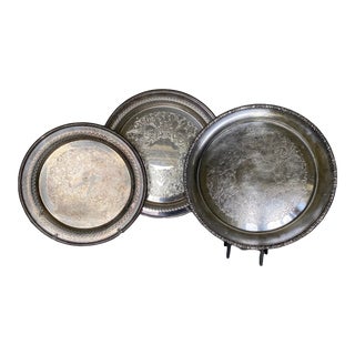 Vintage Silverplate Serving Trays - Set of 3 For Sale