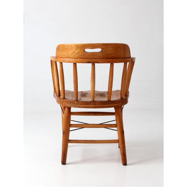 Vintage Oak Captain's Chair For Sale - Image 12 of 17