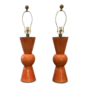 Currey & Company Upbeat Orange Table Lamp- A Pair .