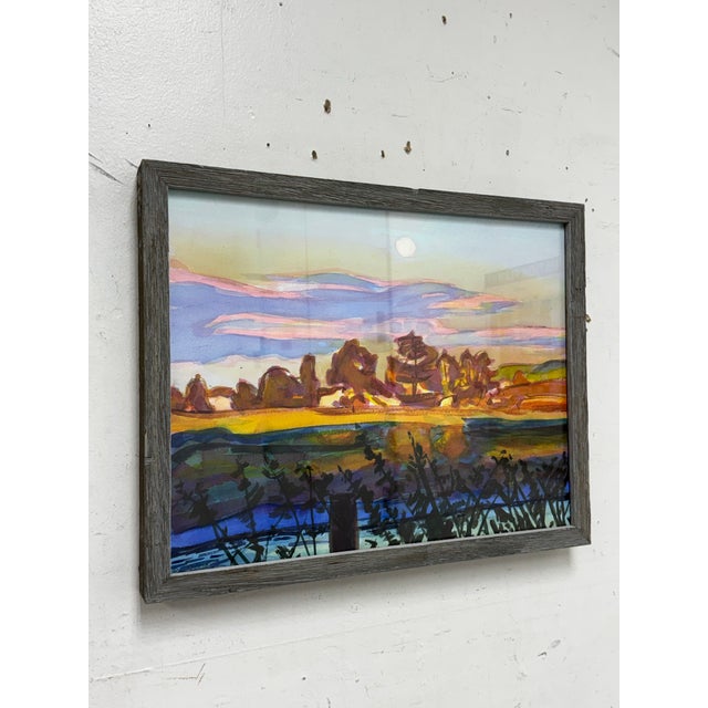 Post Impressionist Post Impressionistic Original Watercolor Art Work, Framed For Sale - Image 3 of 12