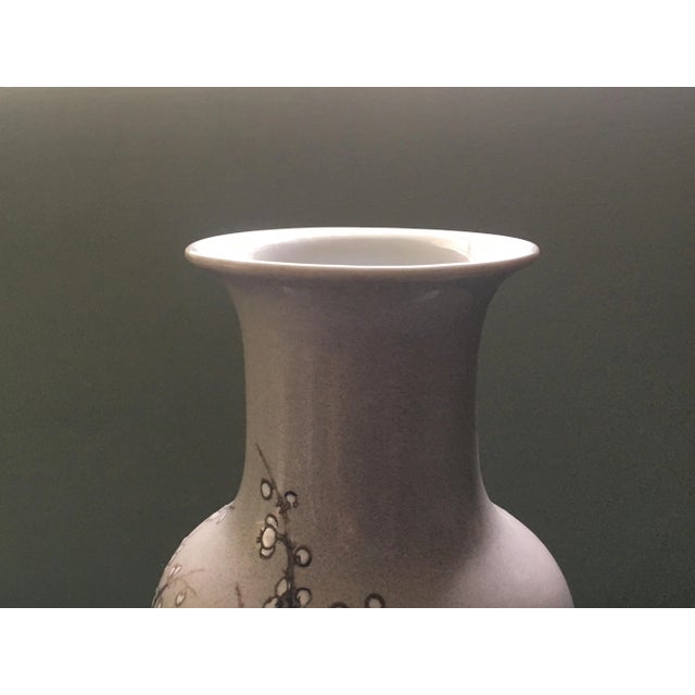 Traditional Vintage Mid 20th Century Nora Fenton Gray Cherry Blossom Ceramic Vase For Sale - Image 3 of 13
