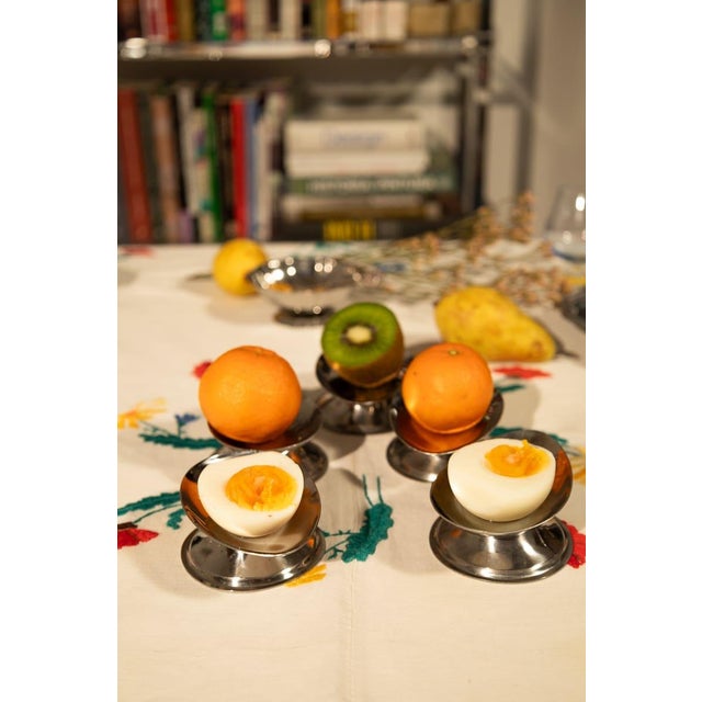 Silver Vintage French Egg Coupes- Set of 5 For Sale - Image 8 of 9