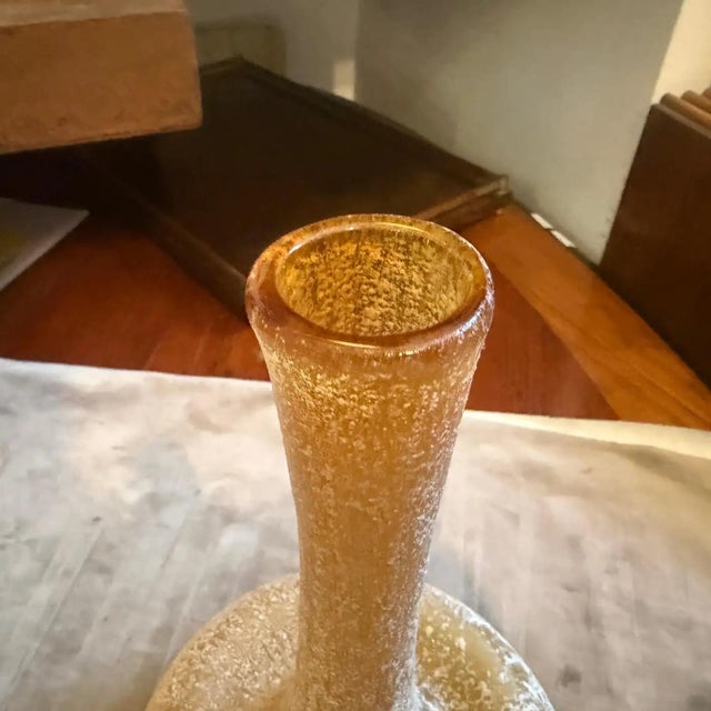 Cenedese 1980s Cenedese Style Yellow Scavo Murano Glass Vase For Sale - Image 4 of 11