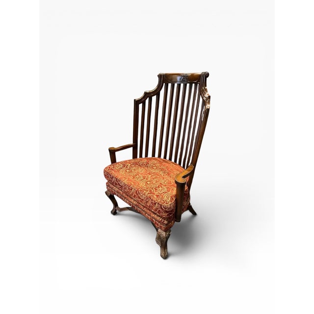 Baker Furniture Company Vintage Mahogany Spindle-Back Armchair Attributed to Baker Furniture For Sale - Image 4 of 13