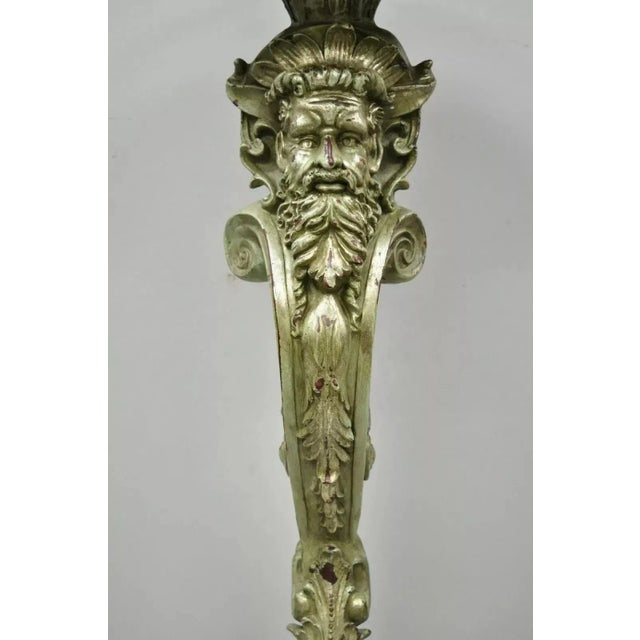 Late 20th Century Italian Baroque Style Marble Top Figural Bearded Man Pedestal Stands - a Pair For Sale - Image 4 of 11