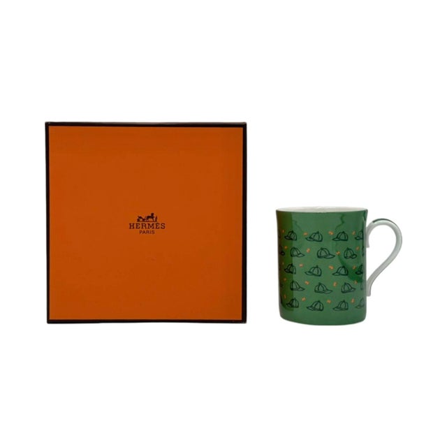 1990s Hermès Paris Green Equestrian Jockey Cap Mug For Sale In Washington DC - Image 6 of 12