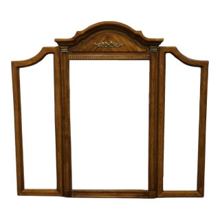 Stanley Furniture Solid Walnut Italian Neoclassical 56" Tri-View Dresser Mirror For Sale