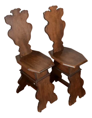 Set of Rustic Wood Chairs and Stools