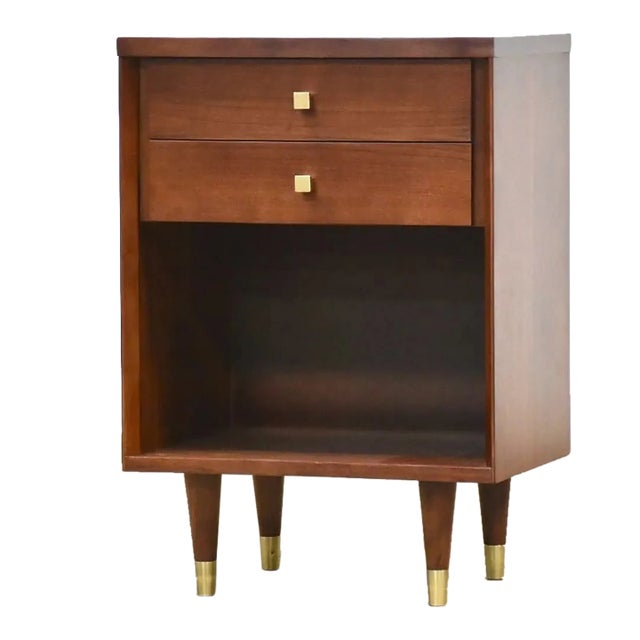 1960s Refinished John Stuart Walnut Nightstand For Sale