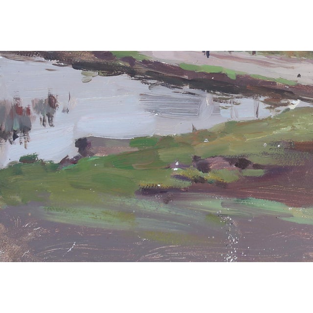 1980s Antique Impressionism Oil Painting, Ukrainian Rural Landscape Art, 1982 34-50 For Sale - Image 5 of 6