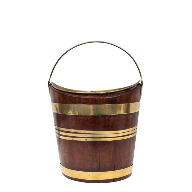 Antique Dutch Georgian Mahogany Brass-Bound Peat Bucket, 1830s For Sale - Image 11 of 11