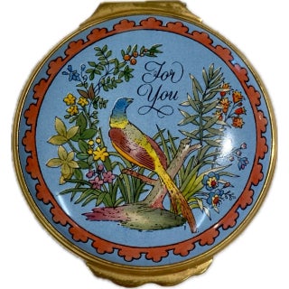 1980s Vintage Halcyon Days Enamel Box "For You" For Sale