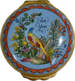 1980s Vintage Halcyon Days Enamel Box "For You"
