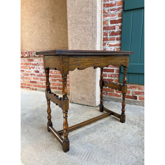 Victorian Antique English Game Table Flip Top Victorian Oak C1880 Mahjong Square Table For Sale - Image 3 of 18