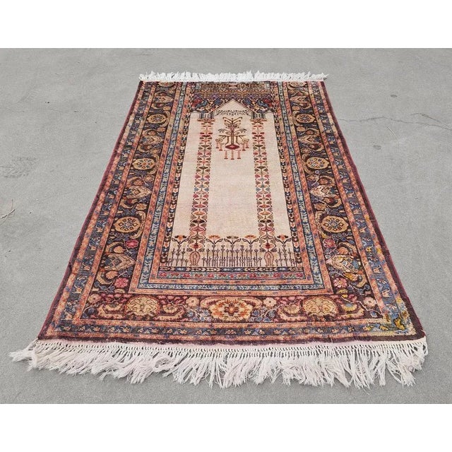 Antique Western Anatolian Silk Prayer Rug, Turkey, 1930s For Sale - Image 9 of 13