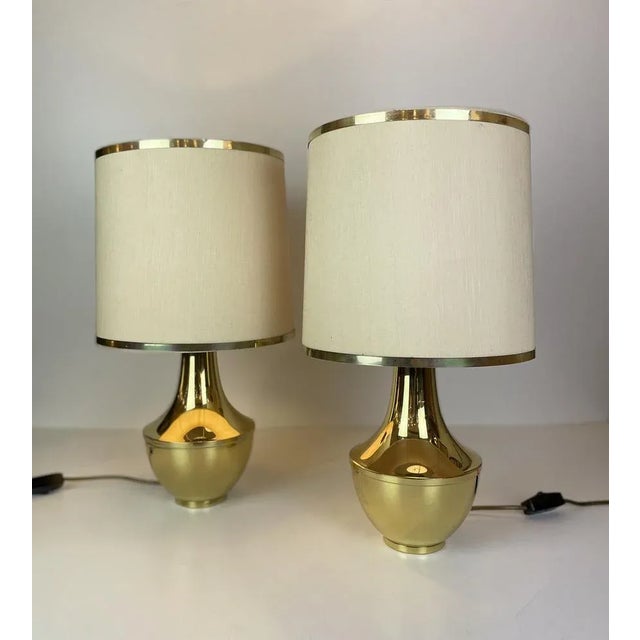 Metal Italian Brass Table Lamp, 1970s, Set of 2 For Sale - Image 7 of 11
