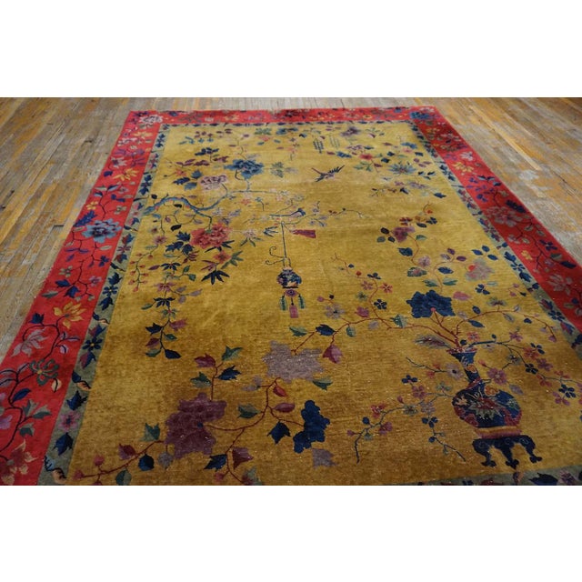 Chinese - Art Deco Rug, Size: 8' 9" x11' 2" Knotted Chinese Wool Room Size Antique 1920s Yellow Rectangle – Art Deco Rug,...