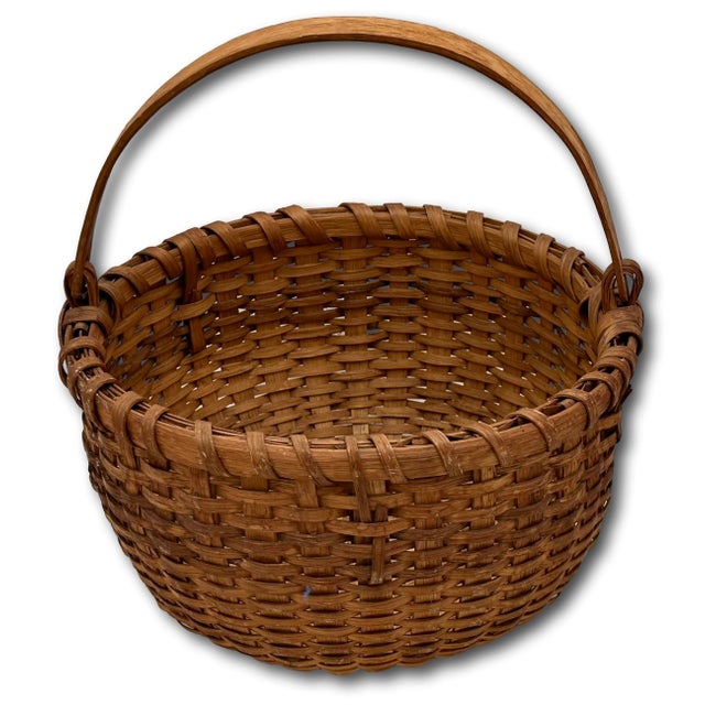 This is a Excellent Example of an Authentic American Primitive "Swing Handle" Style Utility Basket. Circa Late 19th...