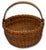 This is a Excellent Example of an Authentic American Primitive "Swing Handle" Style Utility Basket. Circa Late 19th...