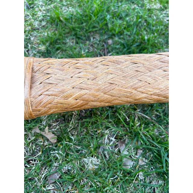 1960s Boho Chic French Coastal Wicker and Glass Coffee Table For Sale - Image 4 of 7