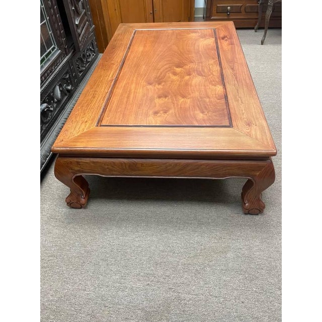 Late 20th Century Vintage Solid Walnut Rectangular Coffee Table, Cherry Finish, Ball and Claw Legs For Sale - Image 5 of 9